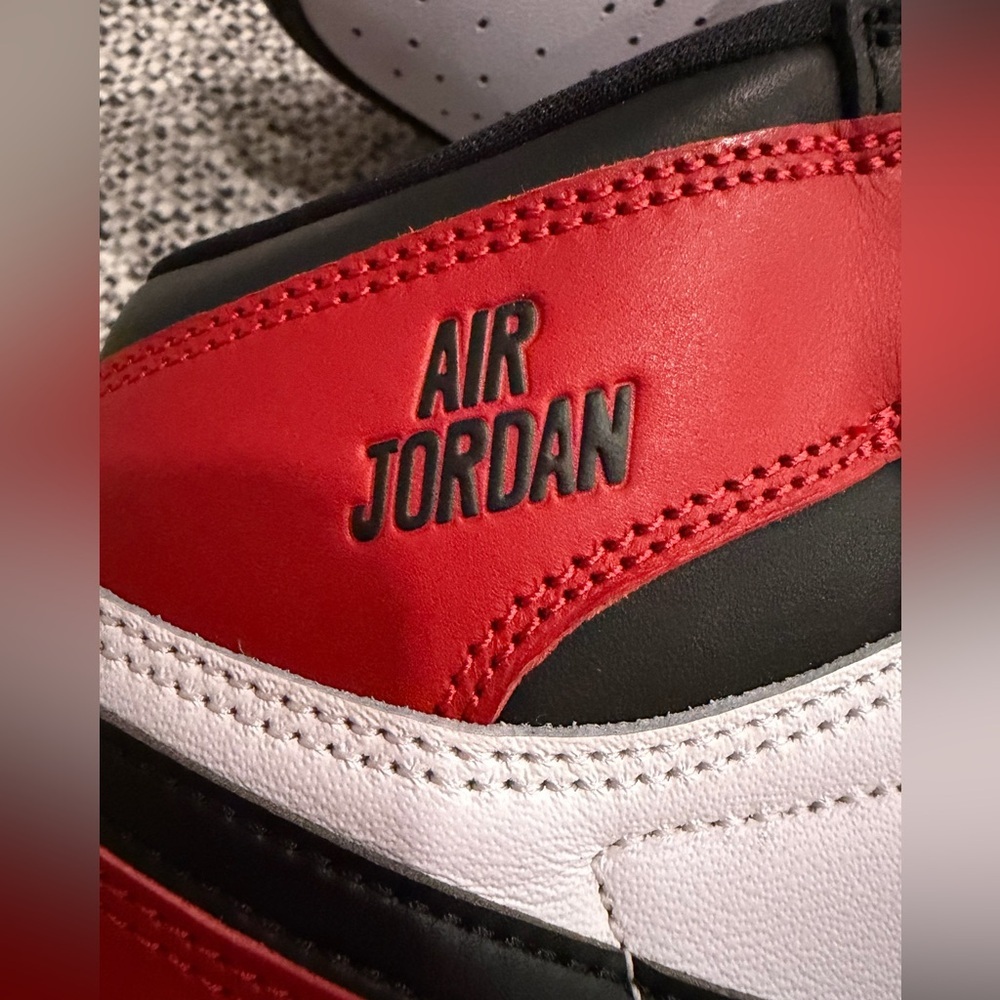Air Jordan 1 High 'Black Toe Reimagined' Red Sneakers, Size 7Y - Picture 2 of 9